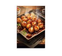 XMHMYHZJ Poster alimentaire à suspendre pour restaurant chinois avec des œufs rôtis sur une poêle - Décoration murale moderne - 30 x 45 cm