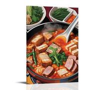 XMHMYHZJ Poster alimentaire avec bol de soupe avec tranches de porc et légumes - Décoration murale moderne à suspendre - 40 x 60 cm