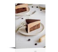 XMHMYHZJ Poster alimentaire avec deux tranches de gâteau au chocolat en couches - Décoration murale moderne à suspendre - 50 x 75 cm
