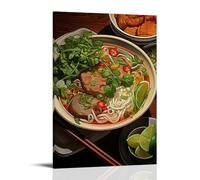 XMHMYHZJ Poster alimentaire avec différents bols de soupe et de pain sur une table - Décoration murale moderne à suspendre - 20 x 30 cm