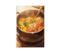 XMHMYHZJ Poster alimentaire avec un grand pot de ragoût de poulet avec carottes et rotation - Décoration murale moderne à suspendre - 60 x 90 cm
