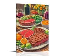XMHMYHZJ Poster alimentaire de James Macel de steak Steak, carottes et Bro Décoration murale moderne à suspendre 60 x 90 cm