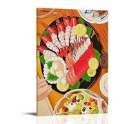XMHMYHZJ Poster alimentaire d'une variété d'assiettes avec fruits de mer, viandes et légumes Décoration murale moderne à suspendre 30 x 45 cm