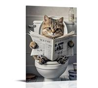 XMHMYHZJ Poster animal chat lisant un journal sur les toilettes Décoration murale moderne à suspendre 50 x 75 cm