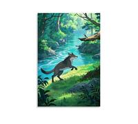 XMHMYHZJ Poster animal loup au bord d'une rivière à l'ombre Décoration murale moderne à suspendre 30 x 45 cm