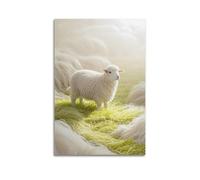 XMHMYHZJ Poster animal, mouton attendant que la laine soit retirée dans une prairie - Décoration murale moderne à suspendre - 50 x 75 cm