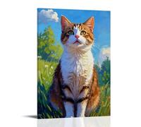 XMHMYHZJ Poster animal représentant un chat dans un paysage regardant vers le haut, décoration murale moderne à suspendre, 40 x 60 cm