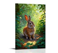 XMHMYHZJ Poster animal représentant un lapin dans les bois regardant quelque chose d'art mural décoration moderne à suspendre 30 x 45 cm