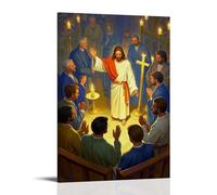 XMHMYHZJ Poster chrétien de Jésus au milieu d'un groupe d'hommes - Décoration murale moderne à suspendre - 50 x 75 cm