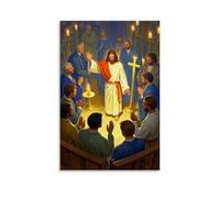 XMHMYHZJ Poster chrétien de Jésus au milieu d'un groupe d'hommes - Décoration murale moderne à suspendre - 40 x 60 cm