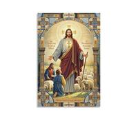 XMHMYHZJ Poster chrétien de Jésus devant un mouton et une croix - Décoration murale moderne à suspendre - 20 x 30 cm