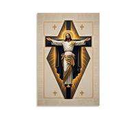 XMHMYHZJ Poster chrétien de Jésus sur croix avec noms divins et grands noms Décoration murale moderne à suspendre 30 x 45 cm