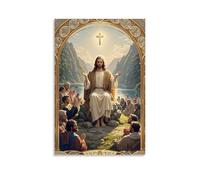 XMHMYHZJ Poster chrétien représentant Jésus agenouillé et priant sur une rive de rivière - Décoration murale moderne à suspendre - 60 x 90 cm