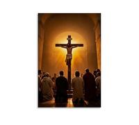 XMHMYHZJ Poster chrétien représentant Jésus sur la croix est posé devant les gens Décoration murale moderne à suspendre 60 x 90 cm