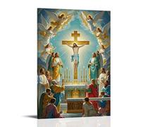 XMHMYHZJ Poster chrétien représentant Jésus sur une croix avec des anges et des anges autour de lui Décoration murale moderne à suspendre 40 x 60 cm