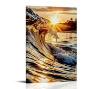 XMHMYHZJ Poster d'art avec photo d'une vague qui se brise dans l'océan au coucher du soleil - Décoration murale moderne à suspendre - 30 x 45 cm