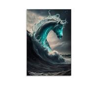 XMHMYHZJ Poster d'art avec un cheval qui souffle à travers l'eau dans un grand océan Décoration murale moderne 30 x 45 cm