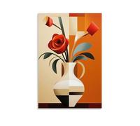 XMHMYHZJ Poster d'art créé comme des vases géométriques montrant deux roses dans chaque coin Décoration murale moderne à suspendre 30 x 45 cm