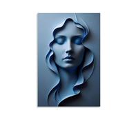 XMHMYHZJ Poster d'art d'une belle femme aux yeux bleus - Décoration murale moderne à suspendre - 50 x 75 cm