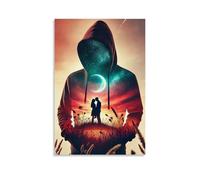 XMHMYHZJ Poster d'art qui ressemble à une peinture du beau ciel nocturne avec un couple - Décoration murale moderne à suspendre - 40 x 60 cm
