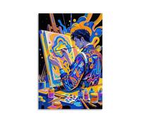 XMHMYHZJ Poster d'art représentant un homme, peinture de style abstrait, décoration murale moderne, affiche d'art à suspendre, 50 x 75 cm