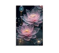 XMHMYHZJ Poster de fleurs avec des ondulations d'eau scintillantes et un arrière-plan Décoration murale moderne à suspendre 60 x 90 cm