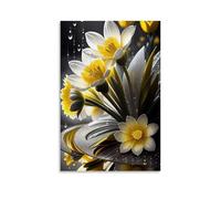 XMHMYHZJ Poster de fleurs avec gouttelettes d'eau tombant derrière elles Décoration murale moderne à suspendre 60 x 90 cm