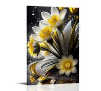 XMHMYHZJ Poster de fleurs avec gouttelettes d'eau tombant derrière elles Décoration murale moderne à suspendre 20 x 30 cm