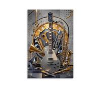 XMHMYHZJ Poster de musique fabriqué à partir d'instruments métalliques comme une guitare et un saxophone - Décoration murale moderne à suspendre - 20 x 30 cm