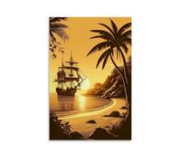 XMHMYHZJ Poster de paysage avec un voilier naviguant dans une vaste eau - Décoration murale moderne à suspendre - 20 x 30 cm