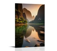 XMHMYHZJ Poster de paysage du beau paysage avec une rivière et une rive rocheuse Décoration murale moderne à suspendre 40 x 60 cm