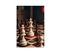 XMHMYHZJ Poster d'échecs avec de nombreux morceaux de bois sur un petit échiquier - Décoration murale moderne à suspendre - 40 x 60 cm