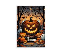 XMHMYHZJ Poster d'Halloween avec fantômes, deux citrouilles et un fantôme, décoration murale moderne à suspendre, 20 x 30 cm