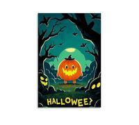 XMHMYHZJ Poster d'Halloween avec une lanterne Jack O dans un cimetière pendant la nuit lumineuse Décoration murale moderne à suspendre 20 x 30 cm