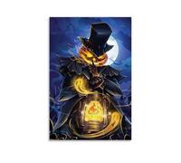 XMHMYHZJ Poster d'Halloween de lumière venant d'une lanterne avec un vieux chapeau - Décoration murale moderne à suspendre - 60 x 90 cm