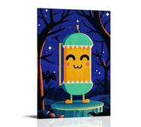 XMHMYHZJ Poster d'Halloween représentant un monstre aux yeux tristes et un visage vert Décoration murale moderne à suspendre 60 x 90 cm