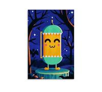 XMHMYHZJ Poster d'Halloween représentant un monstre aux yeux tristes et un visage vert Décoration murale moderne à suspendre 60 x 90 cm