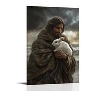 XMHMYHZJ Poster mural moderne à suspendre avec inscription « As A Storm Looms, Jesus Lifts A Trembling Hare Into His Cape And Smiles Softly In The Rising Wind » 20 x 30 cm