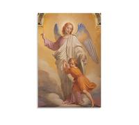 XMHMYHZJ Poster religieux dans une église représentant l'ange pointant vers une jeune fille - Décoration murale moderne à suspendre (30 x 45 cm)