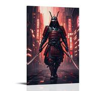 XMHMYHZJ Poster Samouraï Guerrier fantôme marchant dans la ville avec armes doubles Décoration murale moderne à suspendre 20 x 30 cm