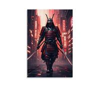 XMHMYHZJ Poster Samouraï Guerrier fantôme marchant dans la ville avec armes doubles Décoration murale moderne à suspendre 40 x 60 cm