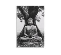 XMHMYHZJ QSGJYH Poster Bouddhisme Statue de Bouddha dans la paix Medi Art mural Décoration murale moderne à suspendre 20 x 30 cm