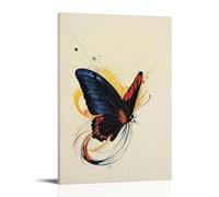 XMHMYHZJ Silhouette de papillon abstraite magnifiquement décorée avec des lignes fluides sur toile solide Décoration murale moderne à suspendre 40 x 60 cm