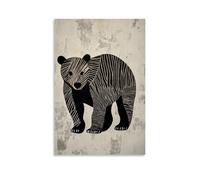 XMHMYHZJ Silhouette d'ours abstraite élégamment formée par Simple Patterns, calmly Set sur toile pure et solide Décoration murale moderne à suspendre 20 x 30 cm