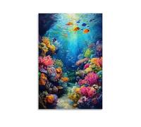 XMHMYHZJ The Beauty of A Coral Reef An Oil Art mural à suspendre aux couleurs vives et vie marine 20 x 30 cm