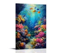 XMHMYHZJ The Beauty of A Coral Reef An Oil Art mural à suspendre aux couleurs vives et vie marine 40 x 60 cm
