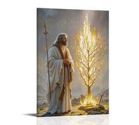 XMHMYHZJ The Burning Bush, Moses before Flames, Divine Light, Symboliste Style Mystique Décoration murale moderne à suspendre 60 x 90 cm