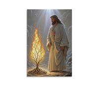 XMHMYHZJ The Burning Bush, Moses before Flames, Divine Light, Symboliste Style Mystique Décoration murale moderne à suspendre 60 x 90 cm