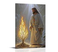 XMHMYHZJ The Burning Bush, Moses before Flames, Divine Light, Symboliste Style Mystique Décoration murale moderne à suspendre 40 x 60 cm