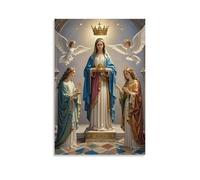 XMHMYHZJ The Couronation of The Virgin, Mary Crowned by Trinity, Heavenly Golden Glow, art mural gothique décoration murale moderne à suspendre 30 x 45 cm